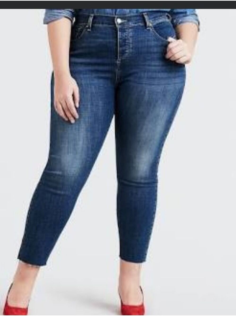 Levi's Jeans Wedgie Skinny 16W Buttonfly Crop Denim Blue Relaxed Fit S49372